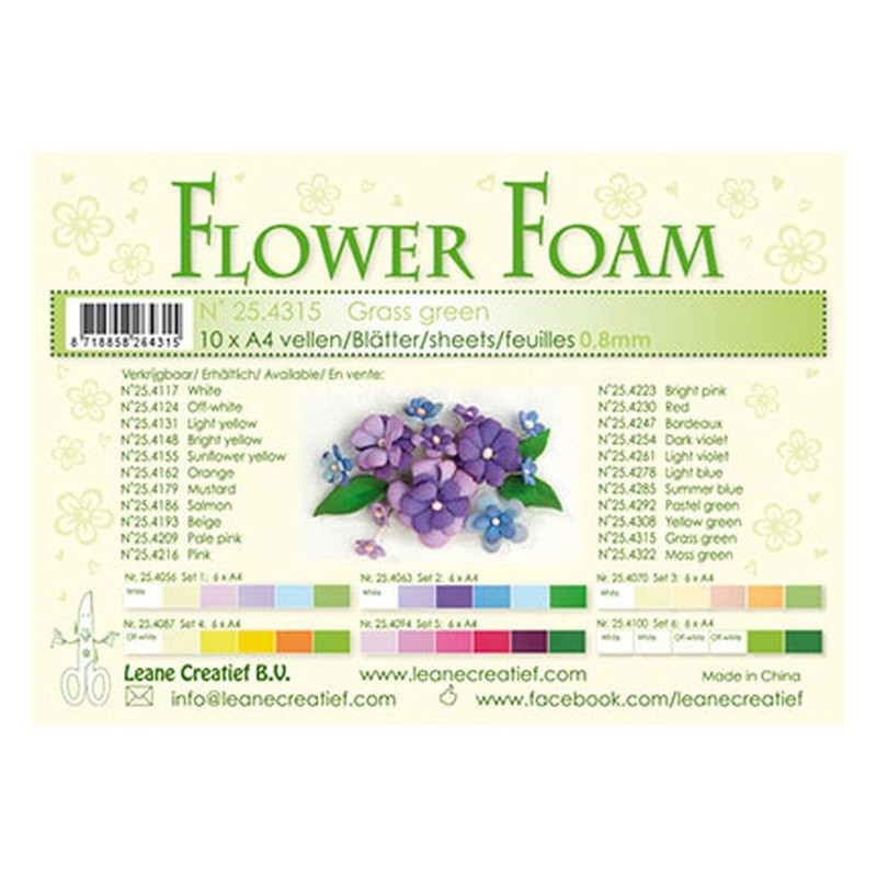 Fommy Leane Creatief per fiori 0,8 mm in fogli A4 10 pezzi colore Verde prato