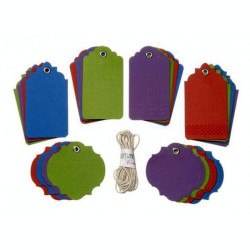 Set tags assortite 24 pezzi con stringhe