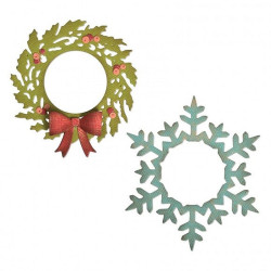 Fustella Sizzix Thinlits wreath & snowflake