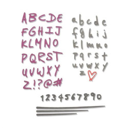 Fustella Sizzix Thinlits Alfabeto Doodle Alphabet & Numbers