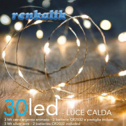 Cavo led animato argento con 30 led luce calda 3 metri