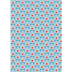 Tessuto 100% cotone 45x50 cm retro light blue floral