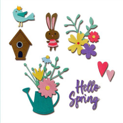 Fustella Sizzix Thinlits set Hello spring