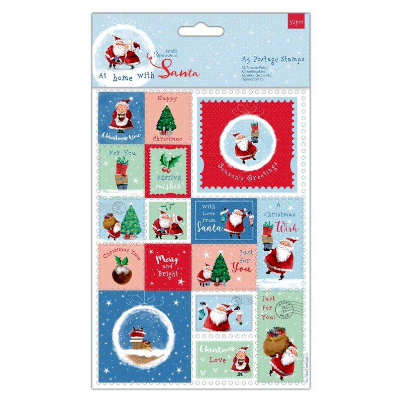 A5 POSTAGE STAMPS (32PCS) - AT HOME WITH SANTA