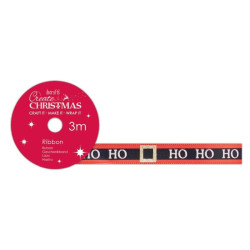 SATIN CHRISTMAS RIBBON (3M) - HO HO HO - CREATE CHRISTMAS