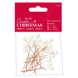 DECORATIVE BERRIES (24PK) - FROSTED WHITE