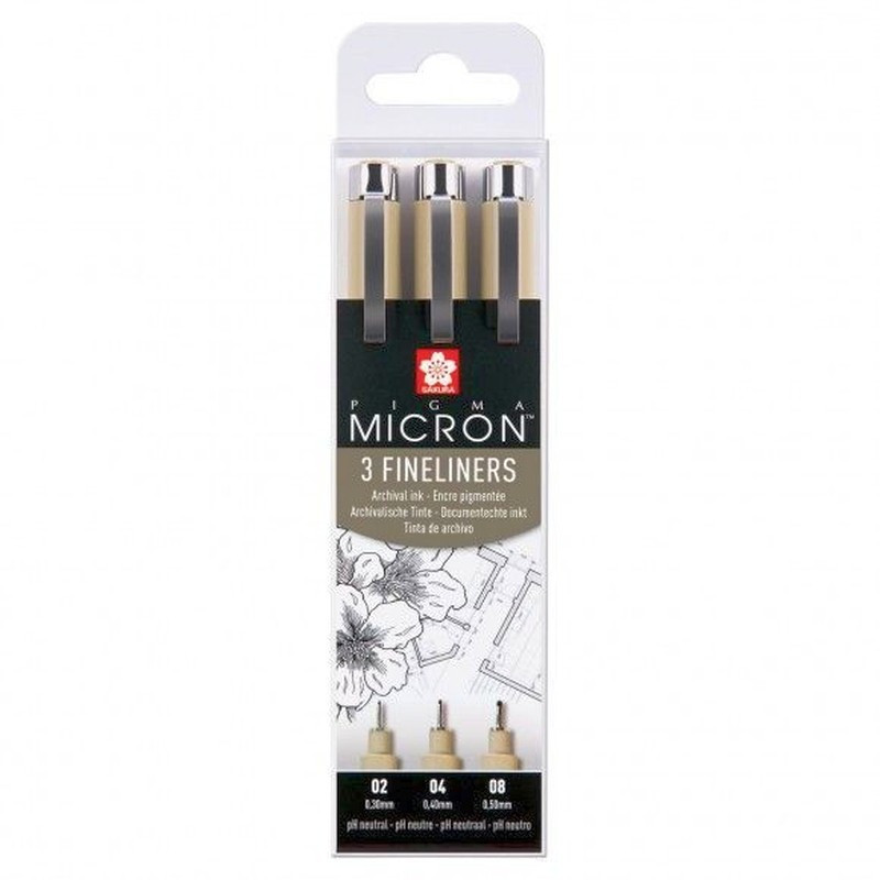 Sakura Pigma micron set fineliner 02, 04 e 08