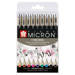 Sakura Pigma micron set fineliner colorati 0.45mm 9pezzi