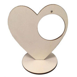 Cuore in legno con pallina trasparente 5 cm