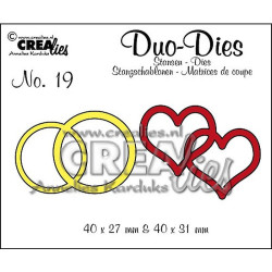 Fustella metallica Crealies Duo Double rings & hearts