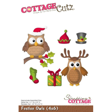 Fustella metallica Cottage Cutz Festive Owls