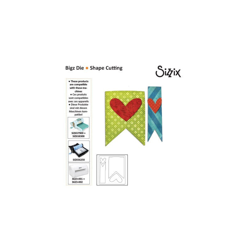 Fustella Sizzix Bigz Cane Banner e cuori