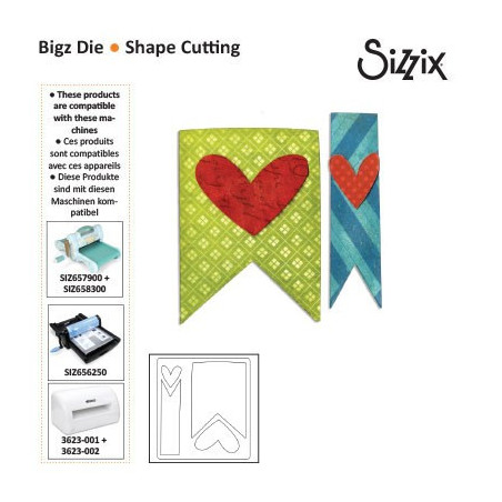 Fustella Sizzix Bigz Cane Banner e cuori