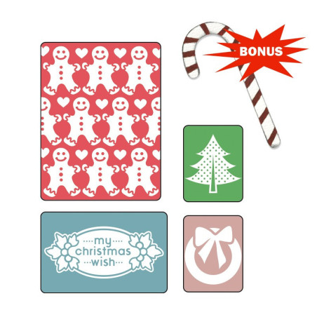 Fustella Sizzix Embossing Folders My Christmas Wish Set