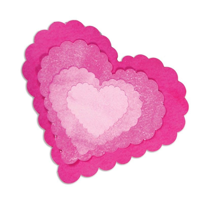 Fustella Sizzix Framelits Hearts Scallop