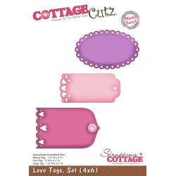 Fustella metallica Cottage Cutz Love Tags Set