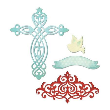 Fustella Sizzix Thinlits Cross Dove Banner & Border