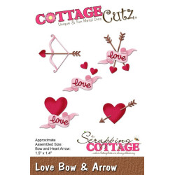 Fustella metallica Cottage Cutz Love Bow & Arrow