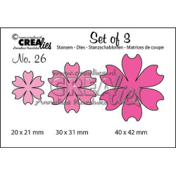 Fustella metallica Crealies Set of 3 nr 26 Flowers 16