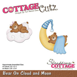 Fustella metallica Cottage Cutz Bear On Cloud and Moon