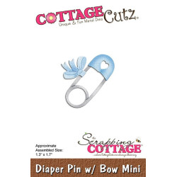 Fustella metallica Cottage Cutz Diaper Pin w/ Bow Mini