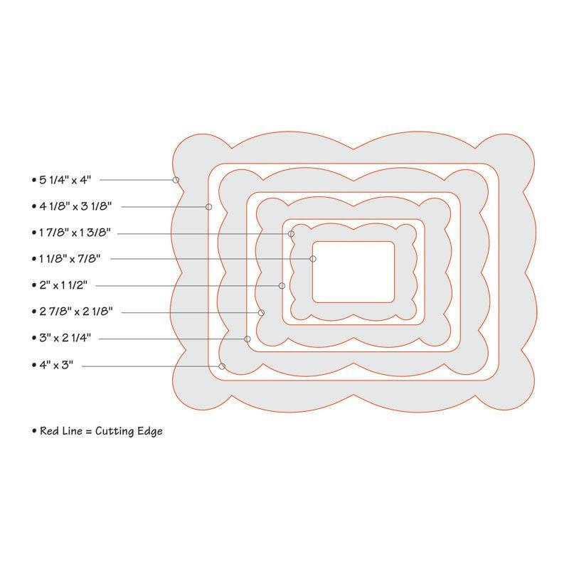 Fustella Sizzix Framelits Scallop rectangle