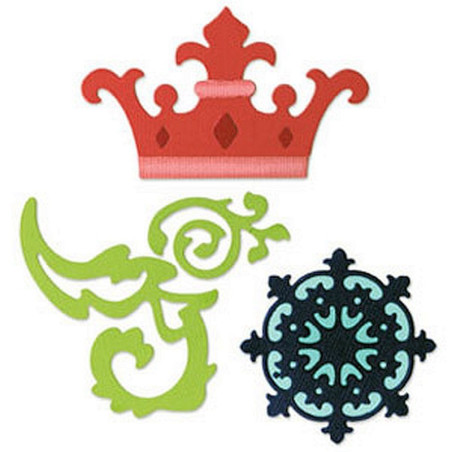 Fustella Sizzix Sizzlits Set Crown Medallion & Scrolls