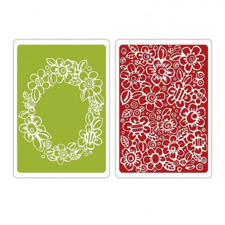 Sizzix textured impres. embossing folder 2pk wreath